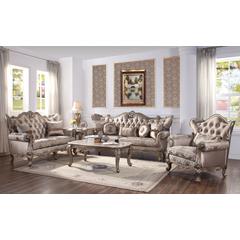 Jayceon Sofa w/5 Pillows Fabric & Champagne