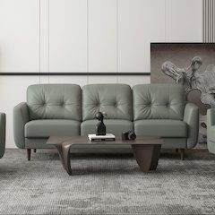 Radwan Sofa Pesto Green Top Grain Leather