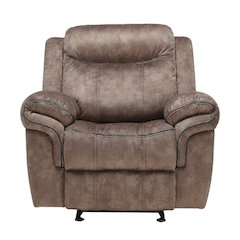 Velvet Glider Recliner Rocker Chair, Two Tone Chocolate Velvet