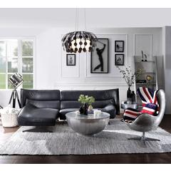 Maeko Sectional Sofa Dark Gray Top Grain Leather