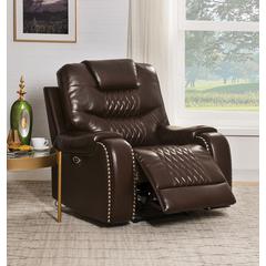 Braylon Power Motion Recliner Brown Synthetic Leather