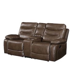 Aashi Motion Loveseat w/Console Brown LeatherGel Match