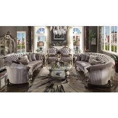 Versailles Sofa w/5 Pillows Velvet & Antique Platinum