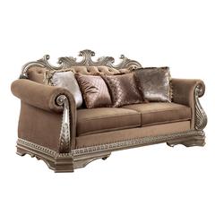 Northville Loveseat w/4 Pillows Velvet & Antique Silver