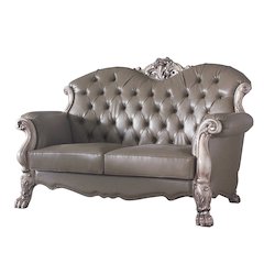 Dresden Loveseat w/3 Pillows Synthetic Leather & Vintage Bone White