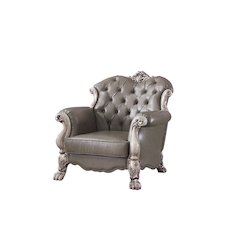 Dresden Chair w/Pillow Synthetic Leather & Vintage Bone White