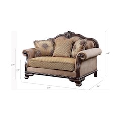 Chateau De Ville Loveseat w/3 Pillows(Same LV01589) Fabric & Espresso