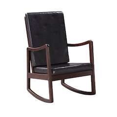 Raina Rocking Chair Dark Brown Synthetic Leather & Espresso