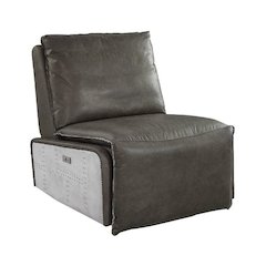 Metier Power Motion Recliner Gray Top Grain Leather & Aluminum