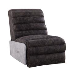 Okzuil Power Motion Recliner, 2-Tone Gray Top Grain Leather & Aluminum (59941)