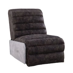 Okzuil Power Motion Recliner Two Tone Gray Top Grain Leather & Aluminum