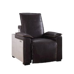 Misezon Power Motion Recliner Dark Grain Brown Leather & Aluminum