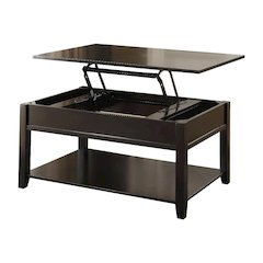 Black Coffee Table with Lift Top, Wood Veneer and Engineered Wood Surface
