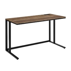 Walnut And Black Finish Office Desk With Built-In Usb Port For Modern Workspaces
