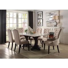 Gerardo Dining Table White Natural Marble Top & Weathered Espresso