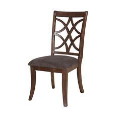 Keenan Side Chair (Set-2) Brown Microfiber & Dark Walnut