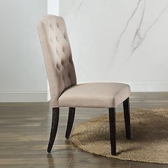 Gerardo Side Chair (Set-2) Beige Linen & Weathered Espresso
