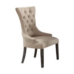 Gerardo Side Chair (Set-2) Beige Linen & Weathered Espresso