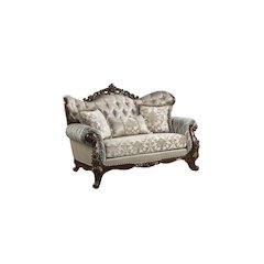 Benbek Loveseat w/3 Pillows Fabric & Antique Oak