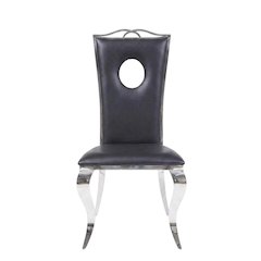 PU Leather Armless Dining Side Chair, Synthetic Leather & Stainless Steel