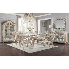 Esteban Side Chair (Set-2) Ivory Velvet & Antique Champagne