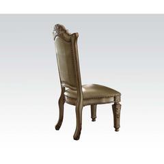 Vendome Side Chair (Set-2) Bone Synthetic Leather & Gold Patina