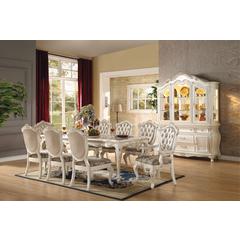 Chantelle Dining Table Natural Marble Top & Pearl White