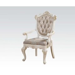 Chantelle Arm Chair (Set-2) Rose Gold Synthetic Leather & Pearl White