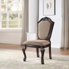Chateau De Ville Side Chair (Set-2) Fabric & Espresso