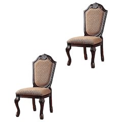 Fabric-Upholstered Rubber Wood Armless Side Chair, Fabric & Espresso, Set of 2