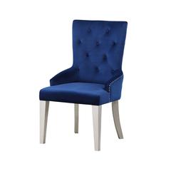 Varian Side Chair (1Pc) Blue Fabric & Antique Platinum