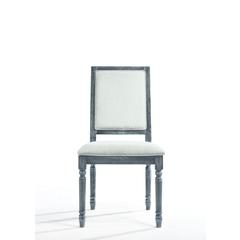 Leventis Side Chair (Set-2) Cream Linen & Weathered Gray