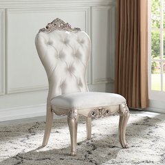 Gorsedd Side Chair (Set-2) Cream Fabric & Golden Ivory