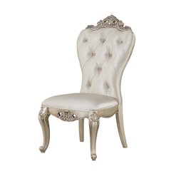 Gorsedd Side Chair (Set-2) Cream Fabric & Golden Ivory