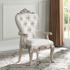 Gorsedd Arm Chair (Set-2) Cream Fabric & Golden Ivory