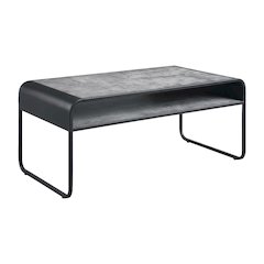 Concrete Gray and Black Coffee Table with Industrial Design and Metal Frame