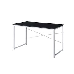 Black And Chrome Office Writing Desk With Spacious Work Surface