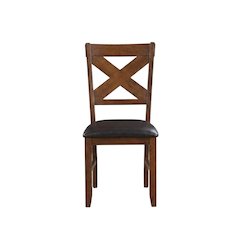 Dining Chairs with Walnut Wood Legs, Espresso Synthetic Leather & Walnut, Set of 2