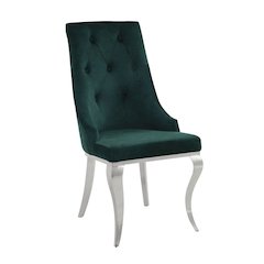 Dekel Side Chair (Set-2) Green Fabric & Stainless Steel