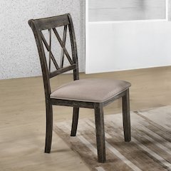 Claudia II Side Chair (Set-2) Fabric & Weathered Gray