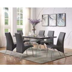 Noland Dining Table Gray High Gloss & Clear Glass