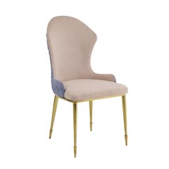 Caolan Side Chair (Set-2) Tan, Lavender Fabric & Gold