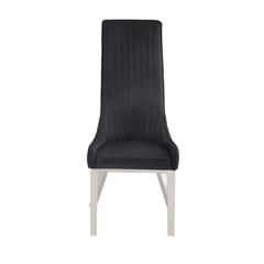 Gianna Side Chair (Set-2) Black Velvet & Stainless Steel