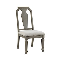 Zumala Side Chair (Set-2) Beige Linen & Weathered Oak