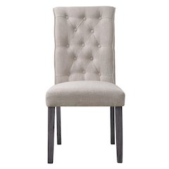 Yabeina Side Chair (Set-2) Beige Linen & Gray