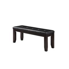 Urbana Bench Black Synthetic Leather & Espresso