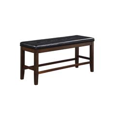 Urbana Counter Height Bench Black Synthetic Leather & Espresso