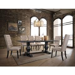 Morland Side Chair (Set-2) Tan Linen & Vintage Black