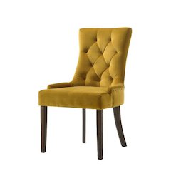 Farren Side Chair (Set-2) Yellow Velvet & Espresso