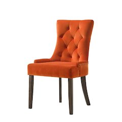Farren Side Chair (Set-2) Orange Velvet & Weathered Oak